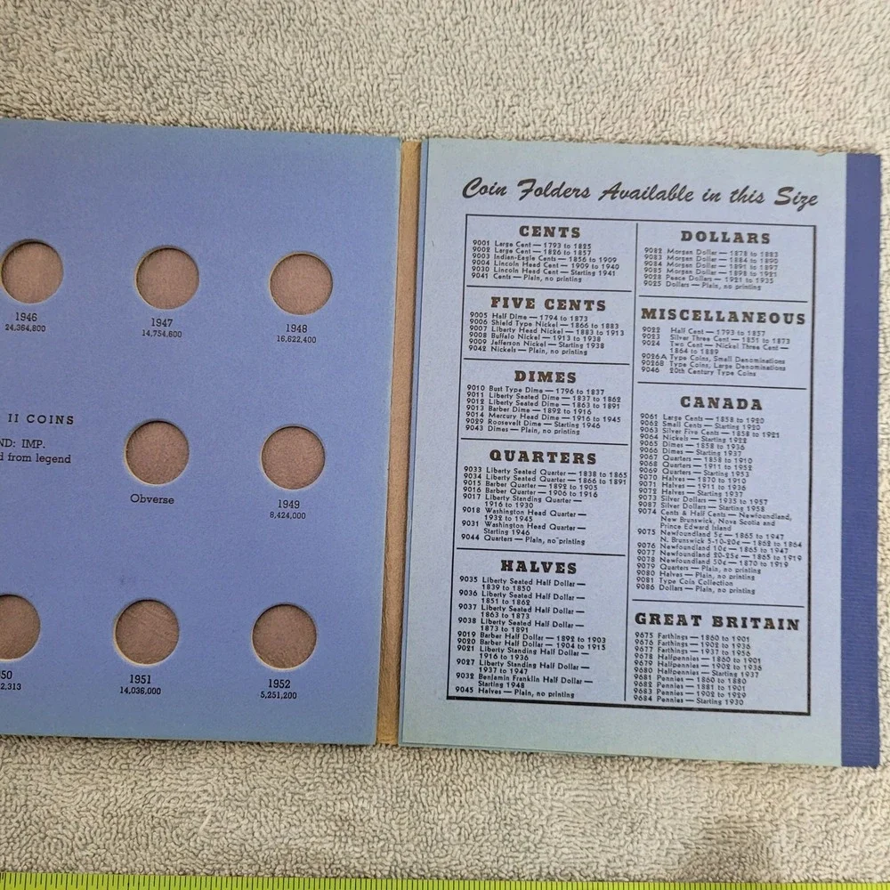 Whitman Great Britain Farthings Coin Folder No 9677 Collection 1937 to 1956 Blue